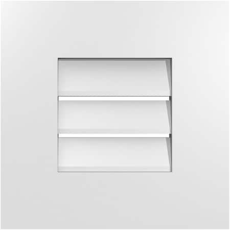 Ekena Millwork Vertical Surface Mount PVC Gable Vent: Functional, w/ 3-1/2"W x 1"P Standard Frame, 14"W x 14"H GVPVE14X1401SF